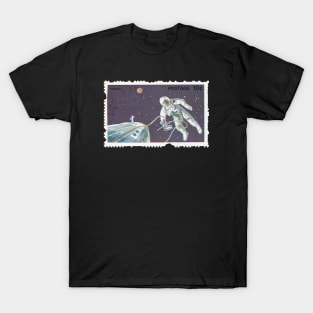 Astronaut Spacewalk Vintage Postal Stamp Art T-Shirt